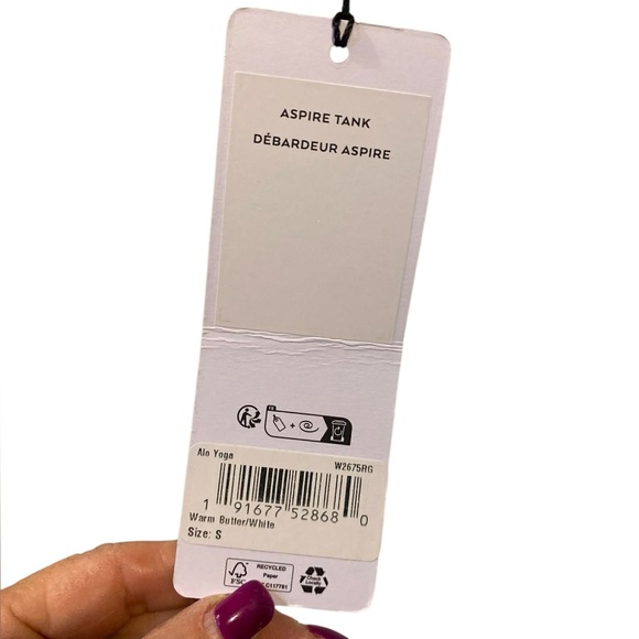 NWT Alo Yoga aspire tank WARM BUTTER Size S - Picture 4 of 4